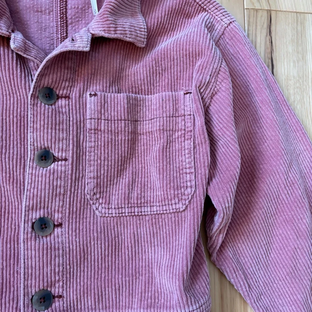 Free People Outpost Corduroy Muted Pink Button Front Long Sleeve Jumpsuit